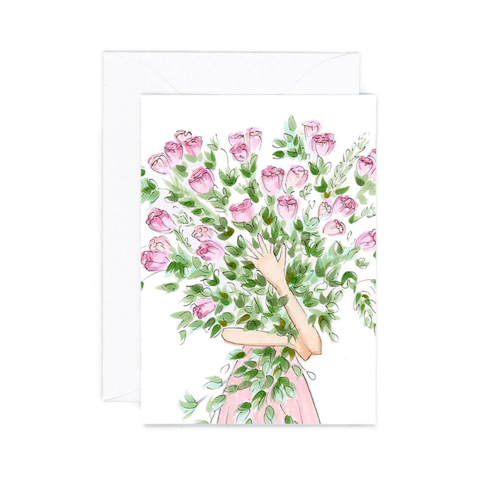 Pink Rose Bunches Mini Card