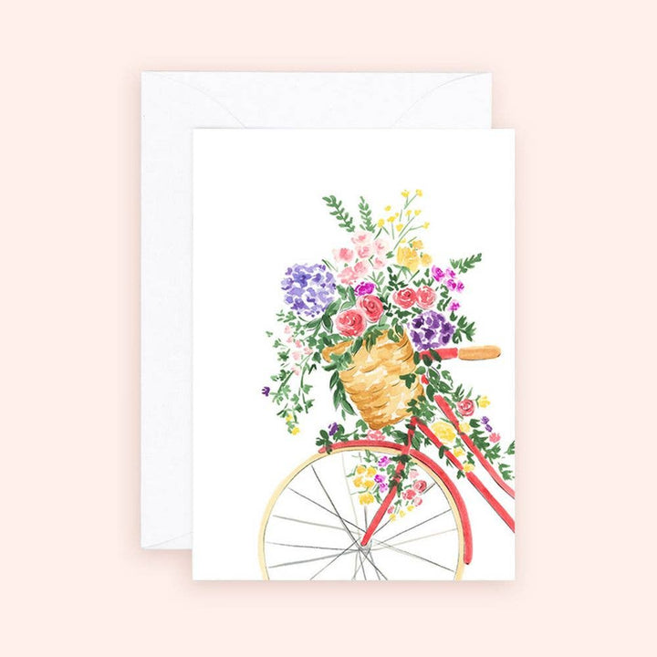 Floral Coral Bicyclette Mini Card