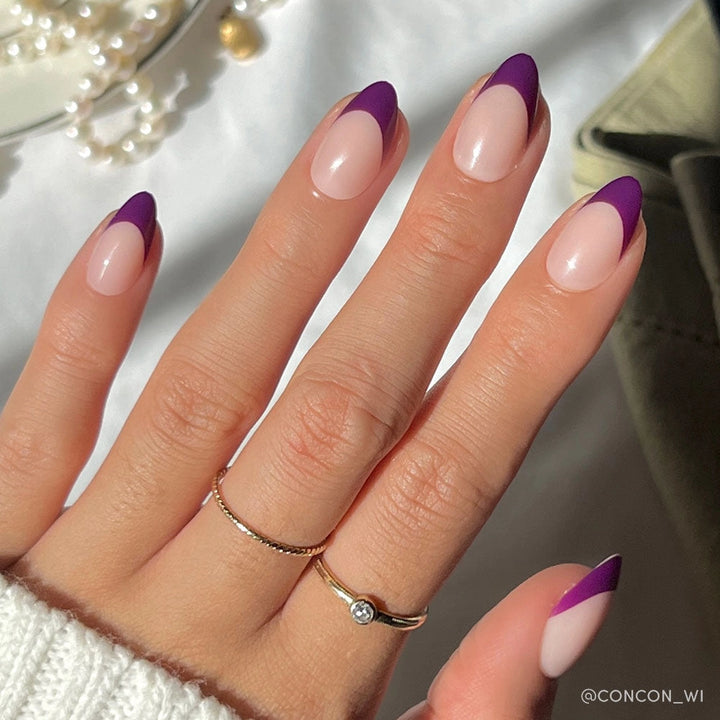 Plum Press-On Nails | Purple French Tip | Short Almond