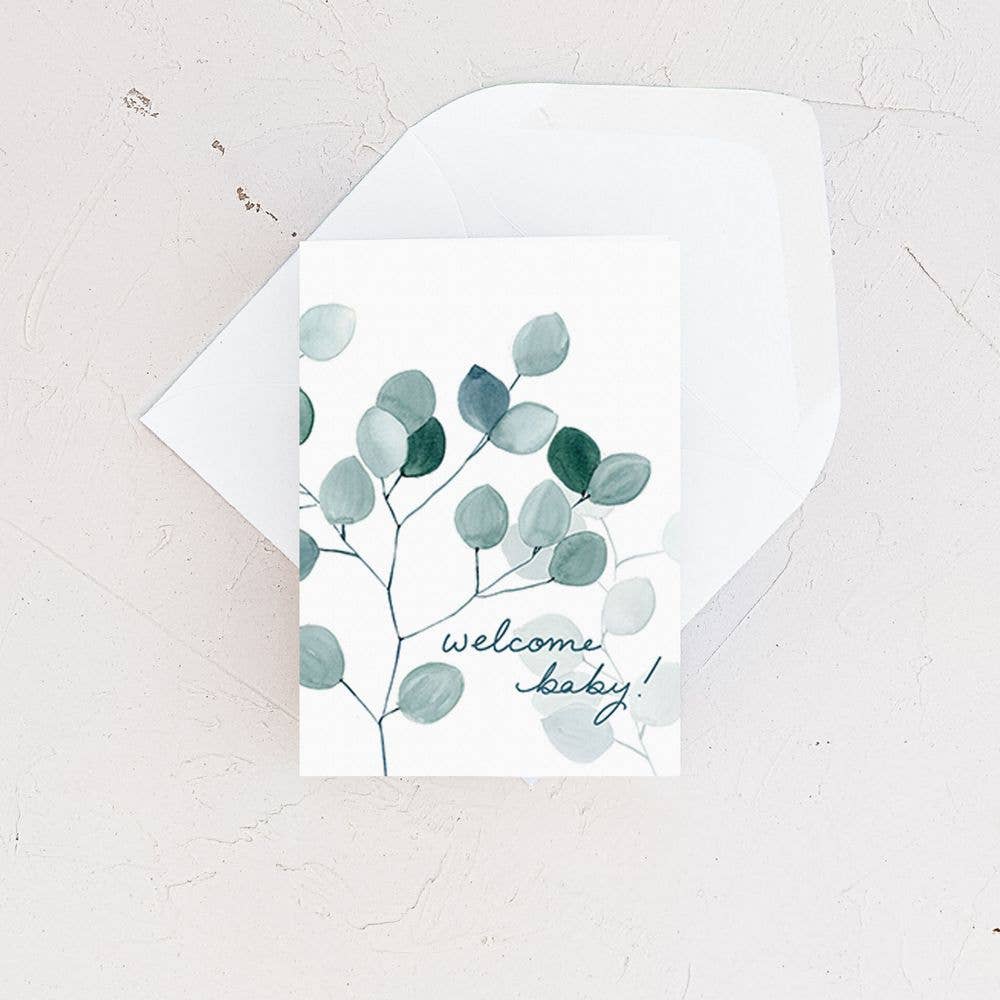 Welcome Baby Eucalyptus Mini Card