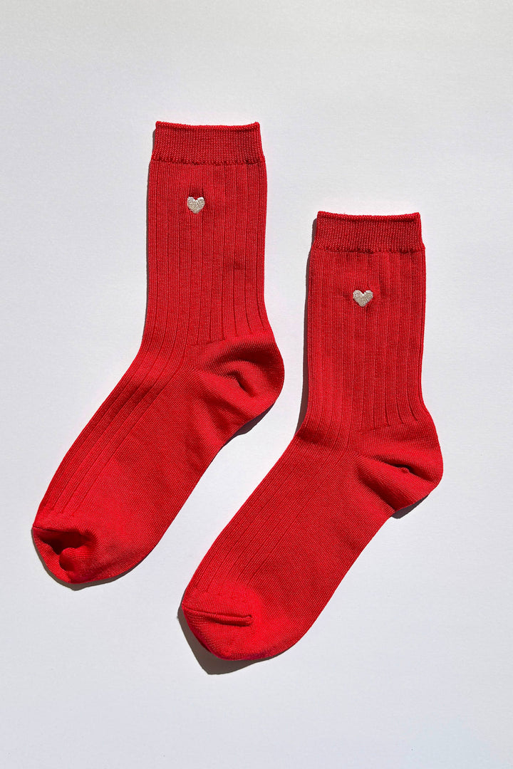 Embroidered Her Socks - Mercerized Combed Cotton Rib