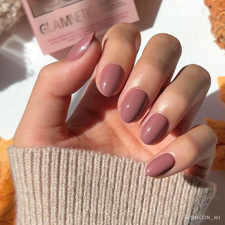 Fall Mauve Press-On Nails | Solid | Short Oval