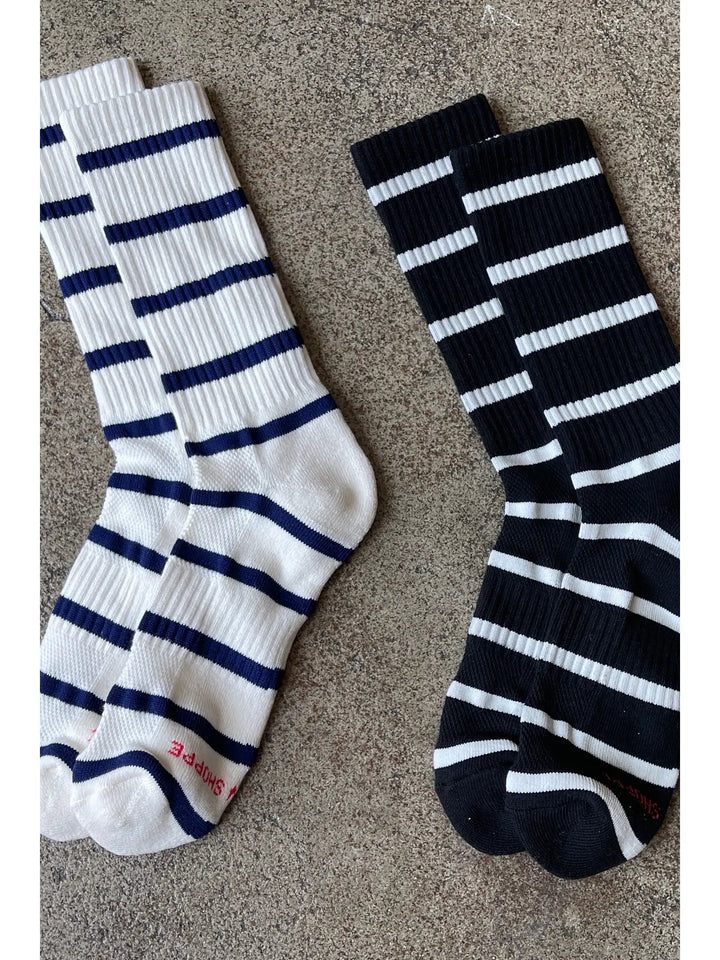 Extended Striped Boyfriend Socks