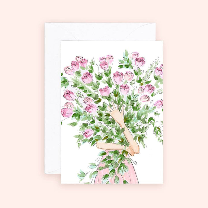 Pink Rose Bunches Mini Card