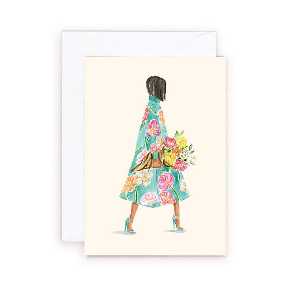 Floral Bouquet Girl Mini Card