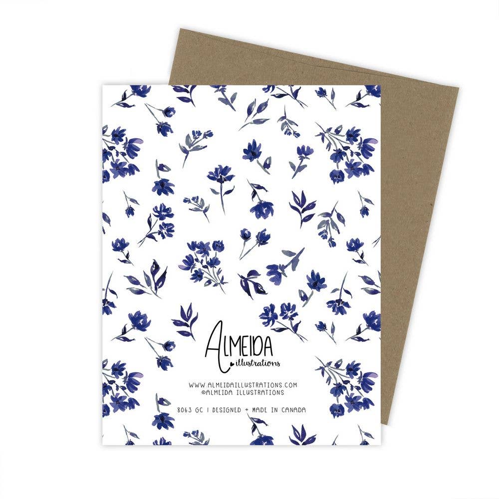 Deepest Condolences Navy Floral Card