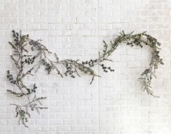 Faux Spruce Garland with Pinecone Frosted