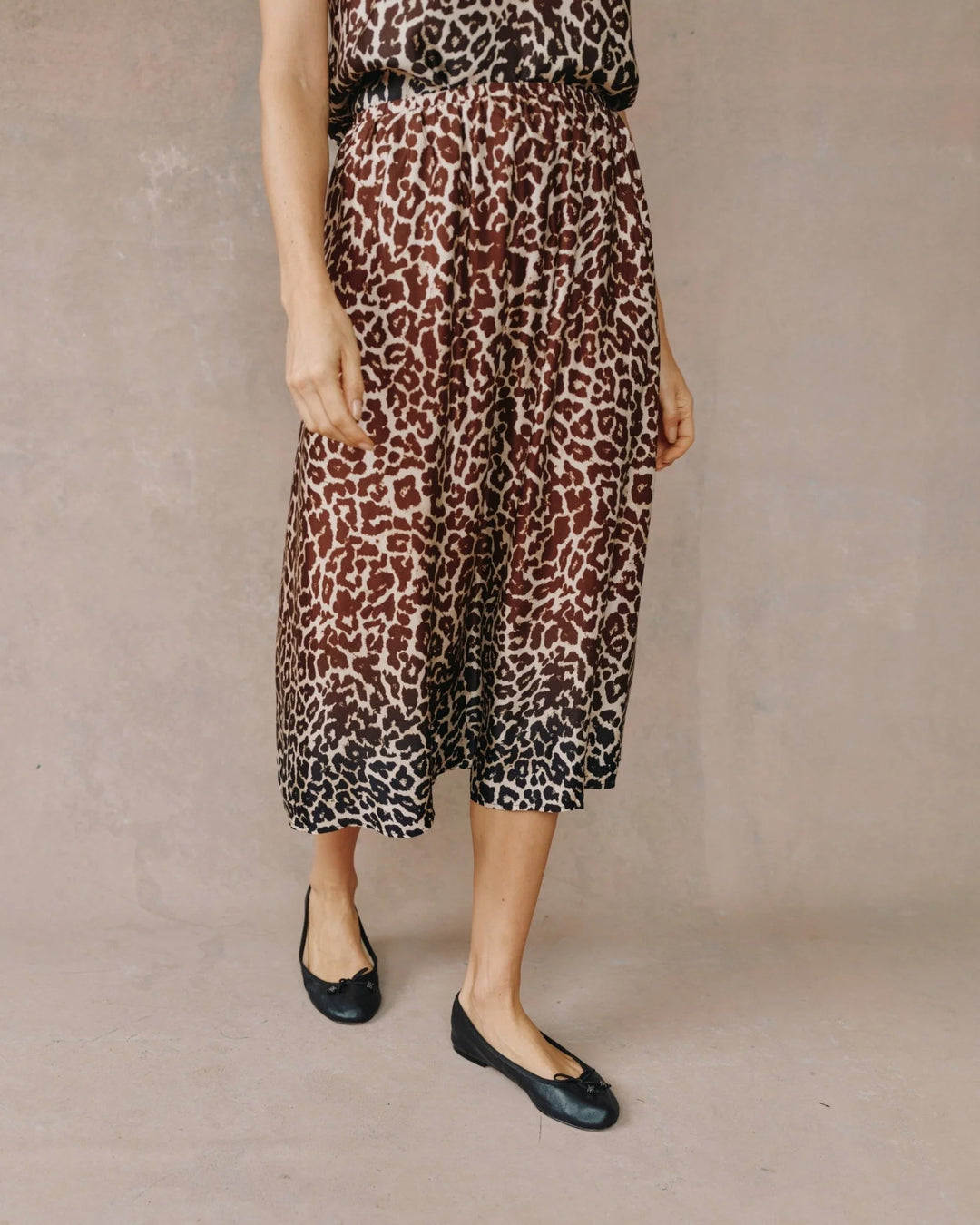 Gathered Skirt - Ombre Leopard