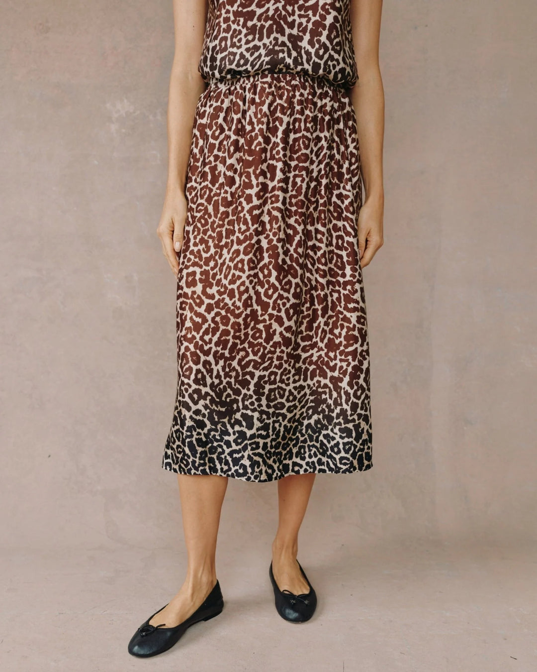 Gathered Skirt - Ombre Leopard