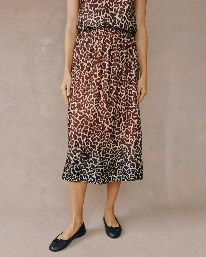 Gathered Skirt - Ombre Leopard