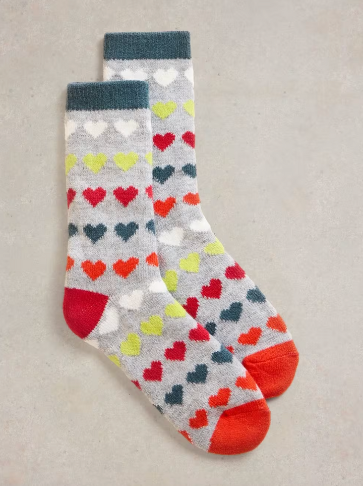 Multi Heart Cabin Socks