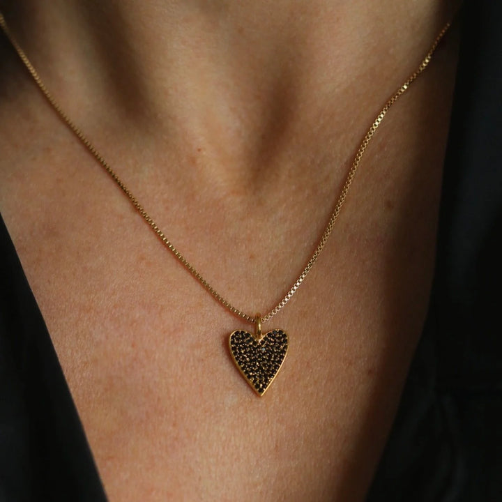 Black Onyx Heart Necklace