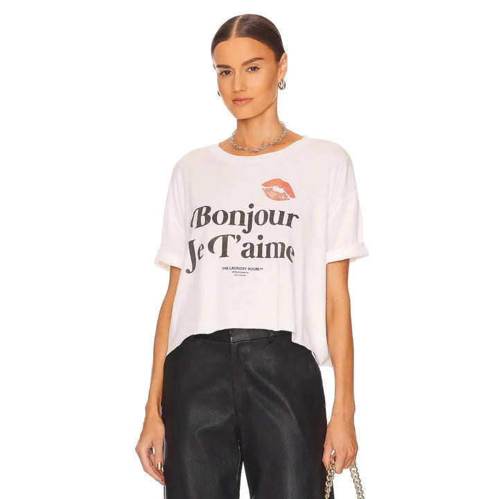 Je T'aime Crop Oversized Tee