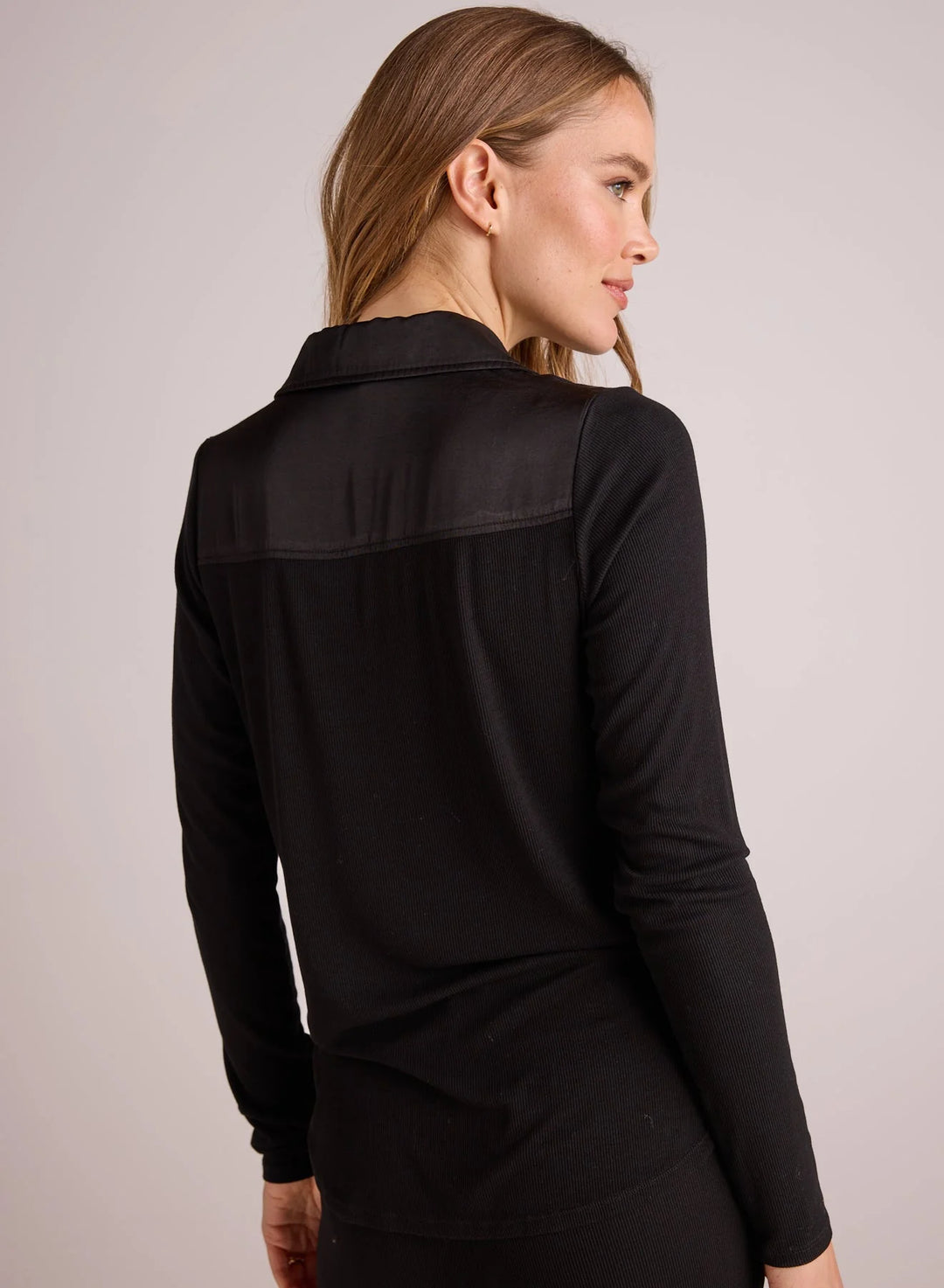 Long Sleeve Rib Mix Shirt