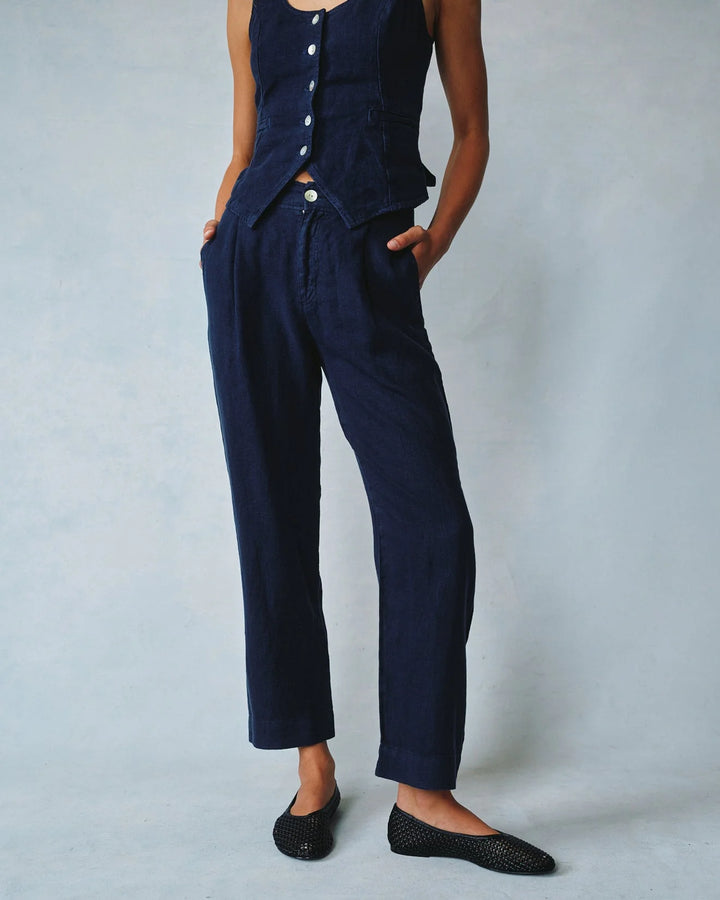 Pleated Wide Leg Ankle Pant
