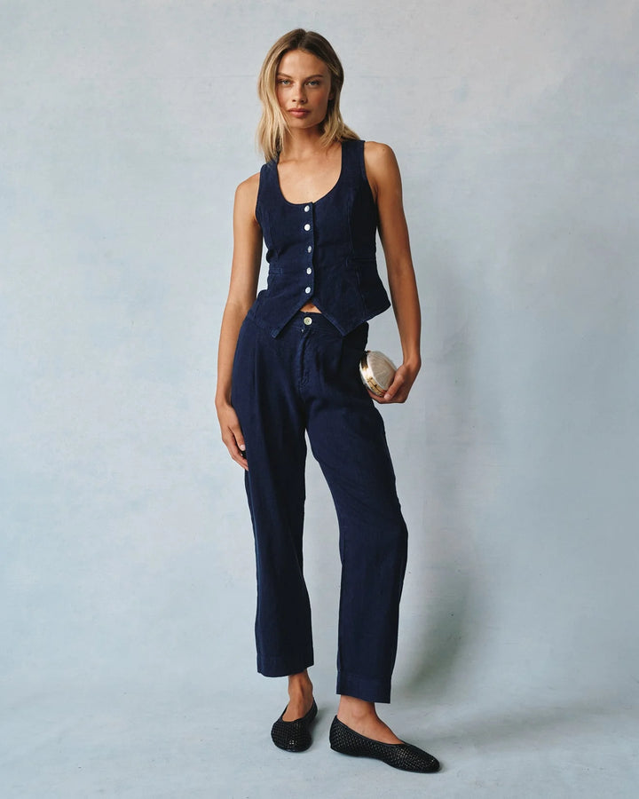 Pleated Wide Leg Ankle Pant
