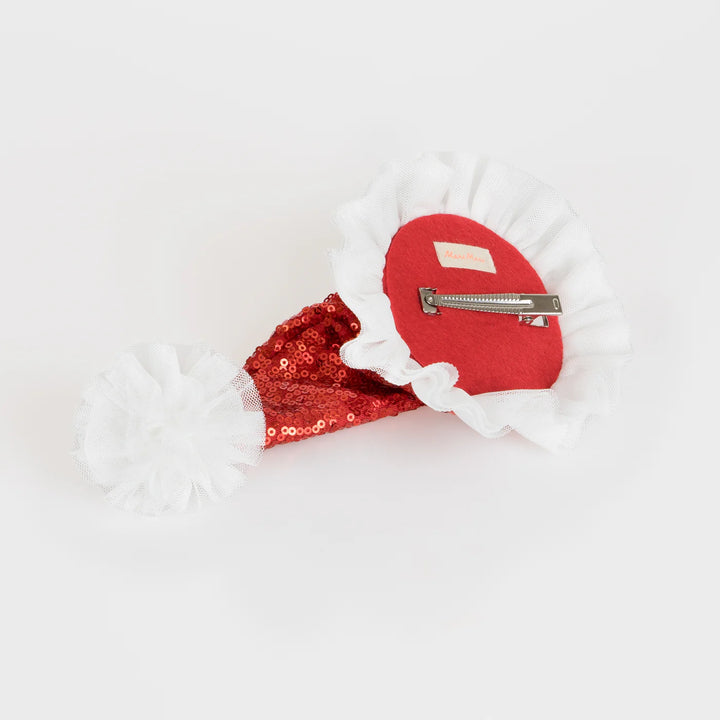 Sequin Santa Hat Hair Clip