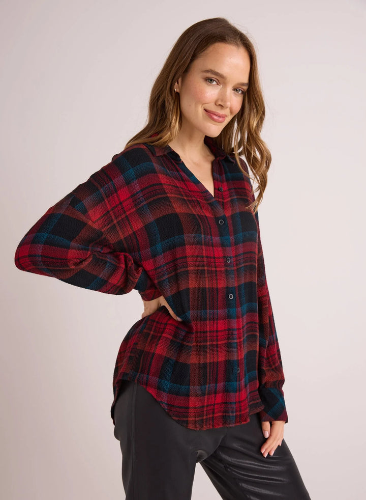 Oversized Button Down - Winter Berry Plaid