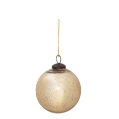 Gold Round Mercury Glass Ball Ornament