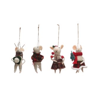 Wool Felt Mouse in Xmas Outfit Ornament