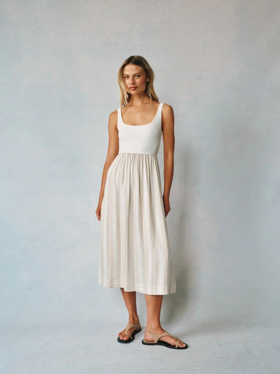 Sleeveless Knit Combo Dress - Positano Stripe