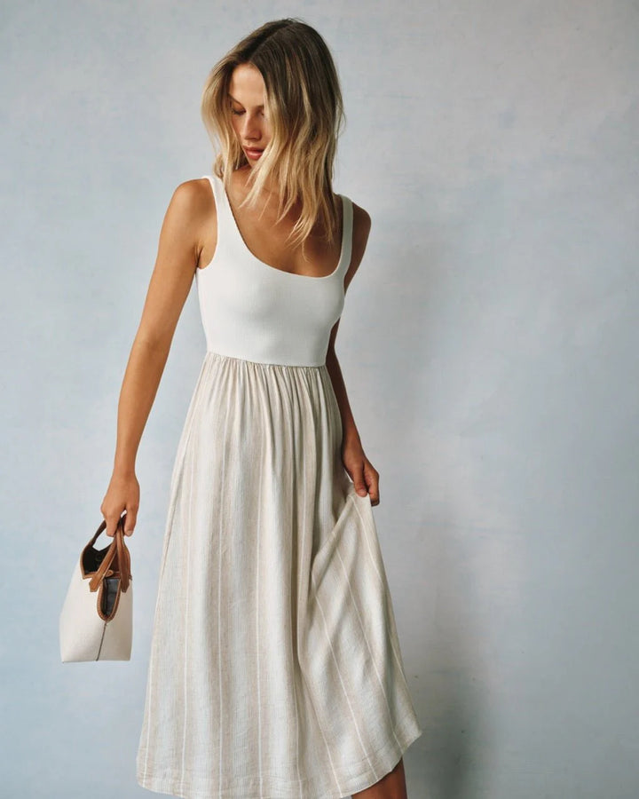 Sleeveless Knit Combo Dress - Positano Stripe