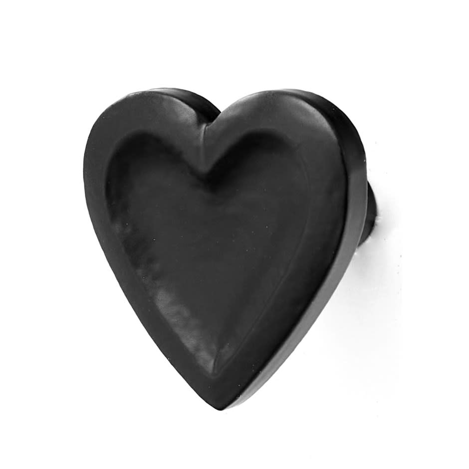 Distressed Heart Knob Black