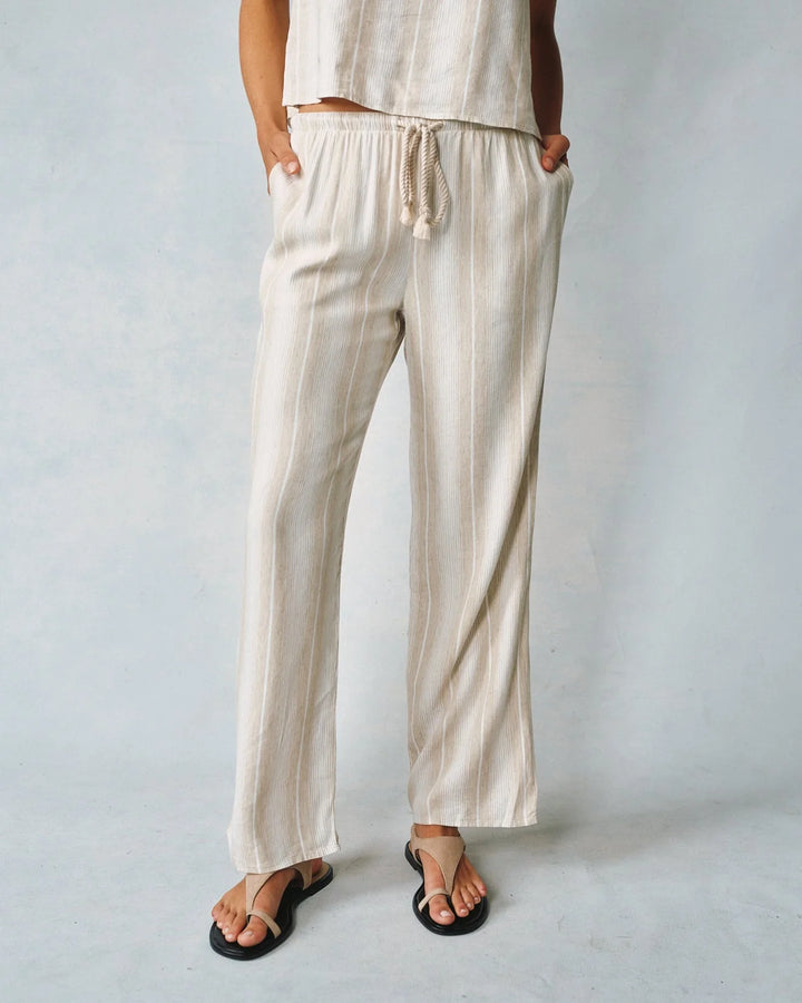 Wide Leg Pant With Drawcord - Positano Stripe