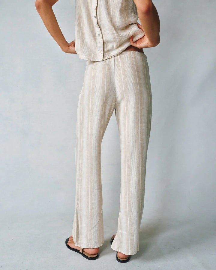 Wide Leg Pant With Drawcord - Positano Stripe
