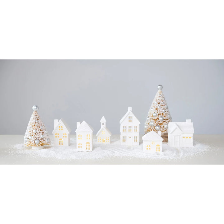 Light up Stoneware Bisque Houses