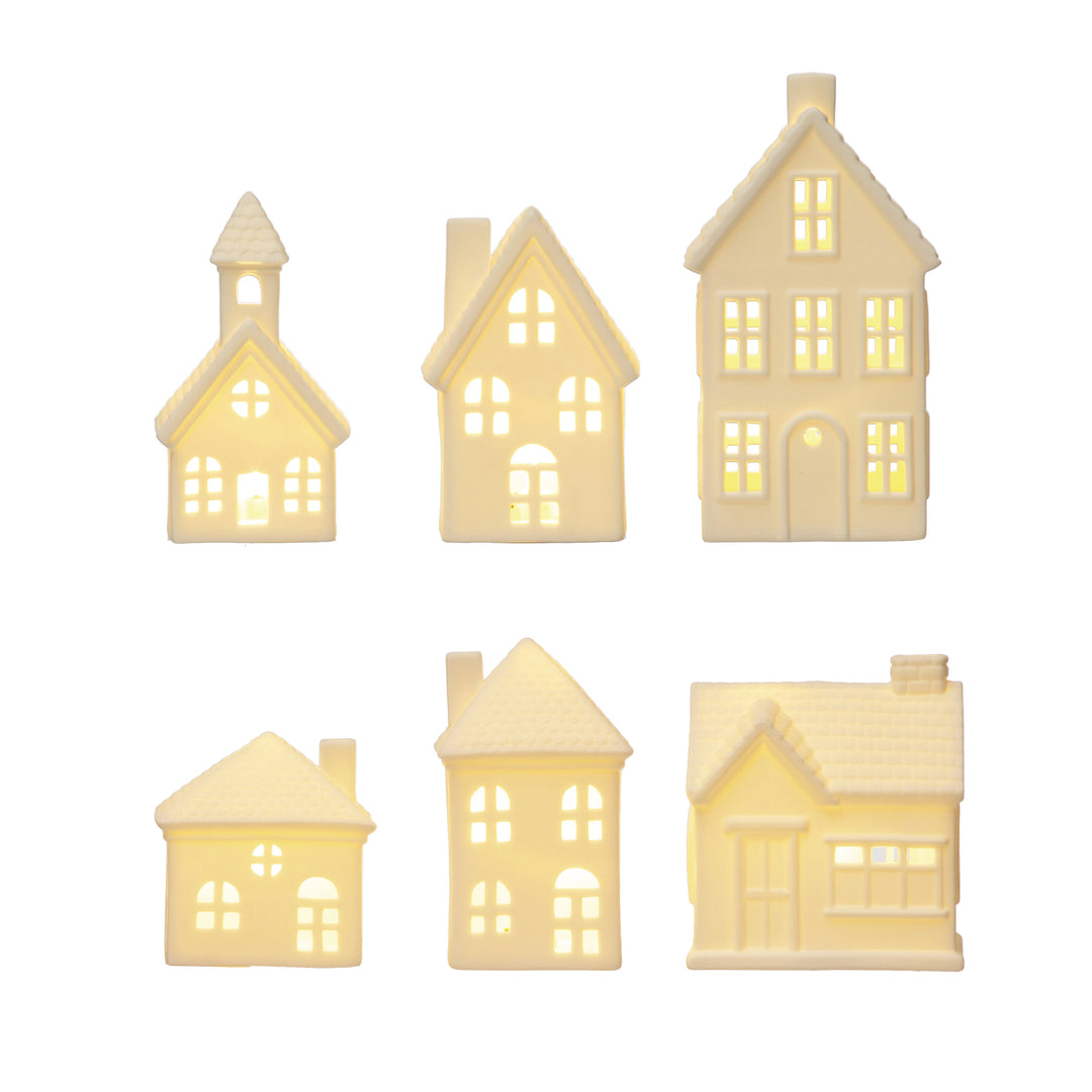 Light up Stoneware Bisque Houses