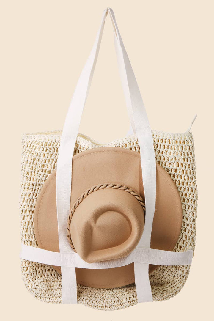 Straw Braided Hat Holder Tote Bag